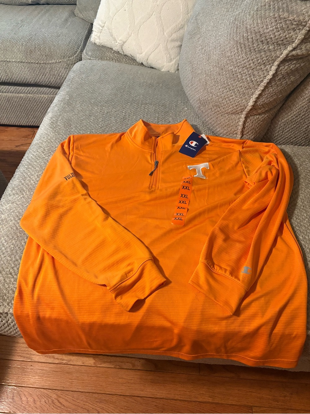 Champion Orange Men's Quarter-Zip Pullover with Tennessee 'T' Logo